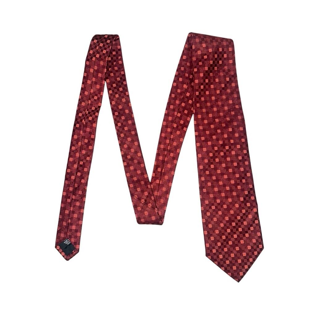 Boss Hugo Boss Red Silk Square Printed Pattern Tie OS
